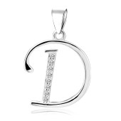 Pandantiv initiala litera D argint cu pietre DiAmanti LZ0002_D-DIA